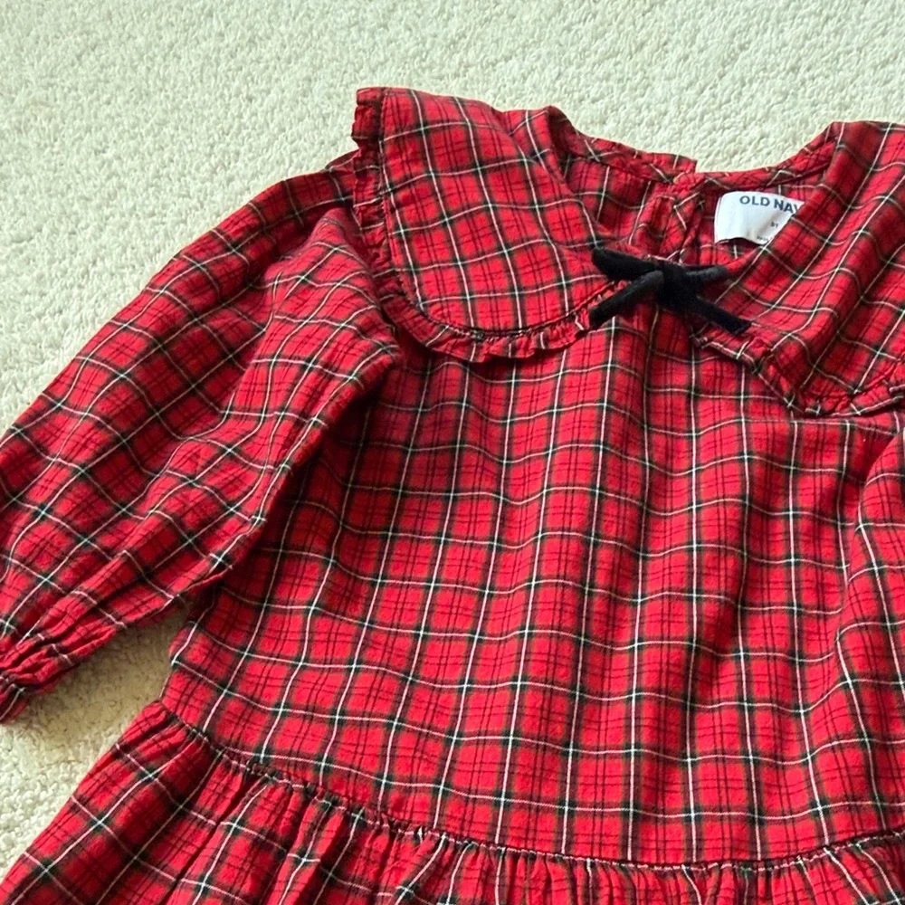 Old Navy Red Plaid Cotton Dress with Peter Pan Collar